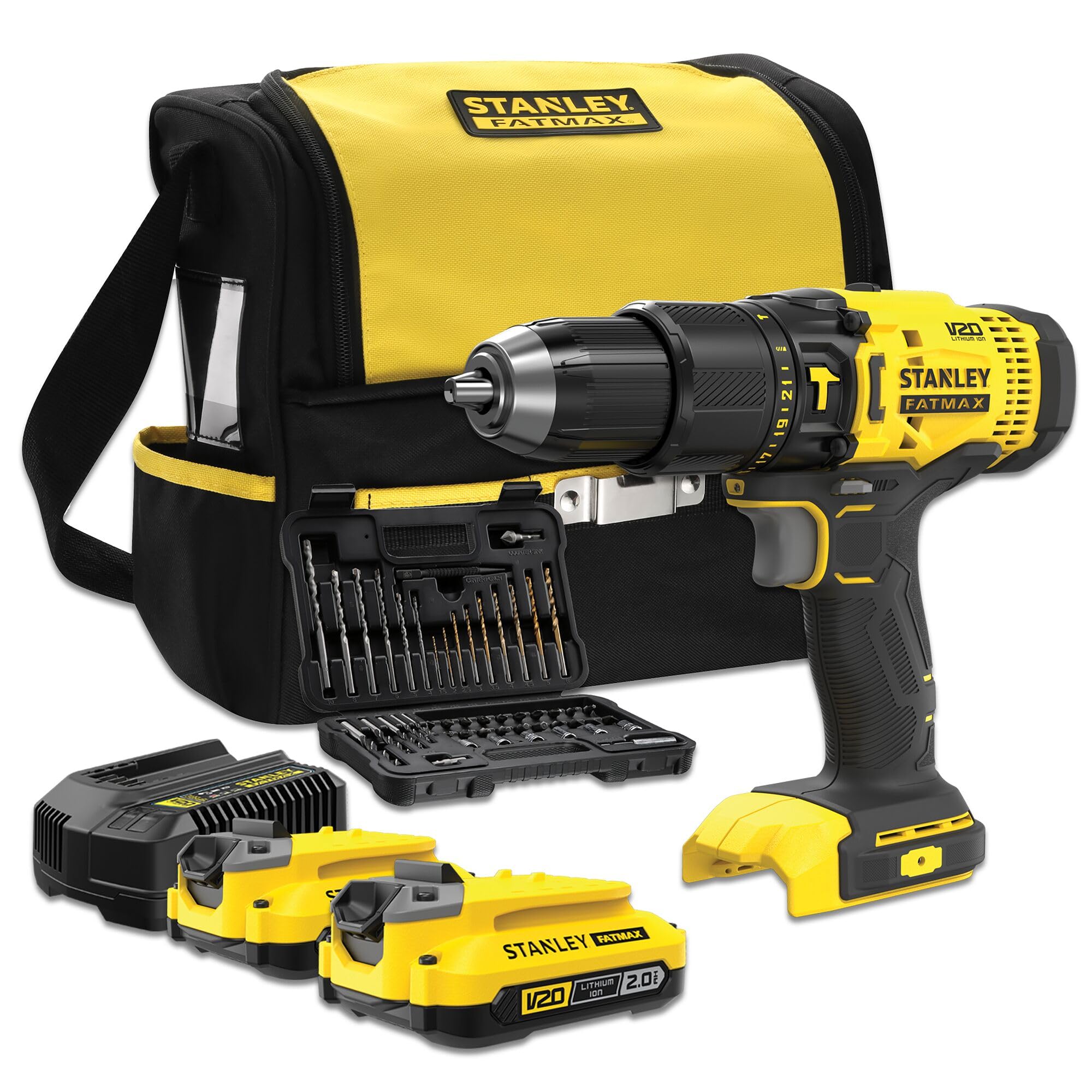 stanley-fatmax-sfmcd711dsa-qw-taladro-percutor-18v-v20-con-50-brocas-y-2-bater-a image 1