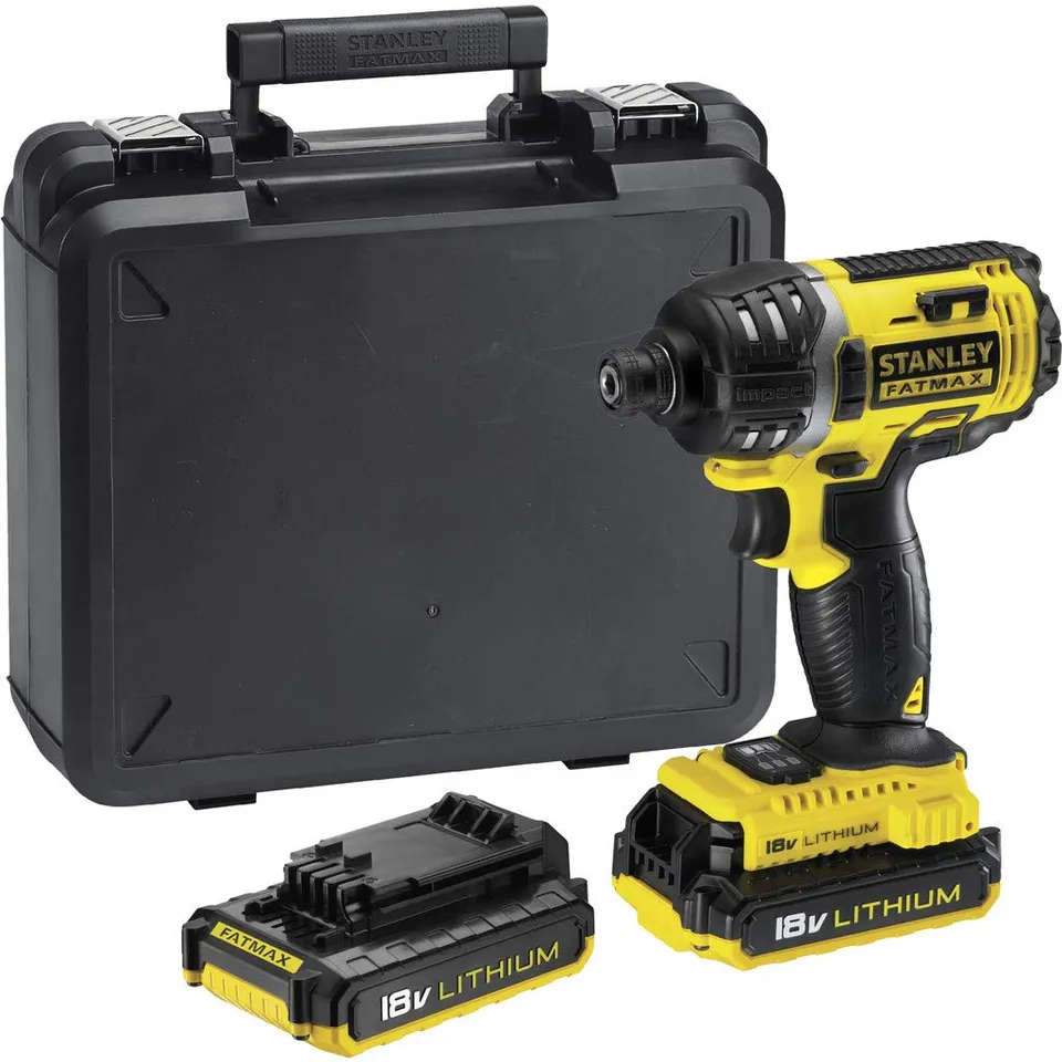 stanley-fatmax-fmc645d2-qw-atornillador-de-impacto-18v-180-nm-6-35-mm-con-2-bate image 1