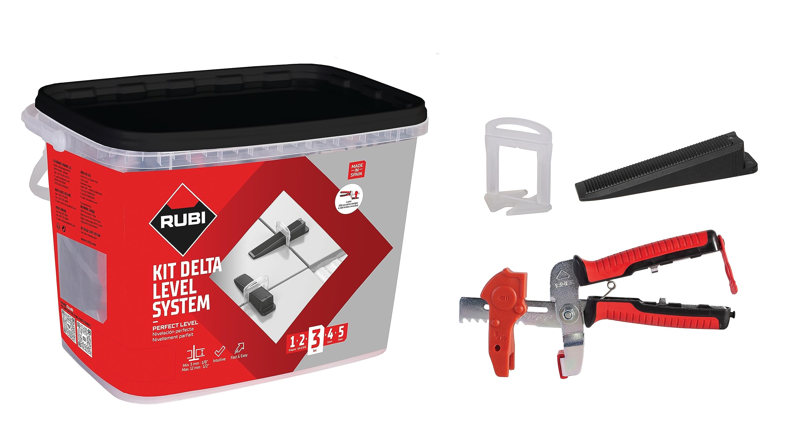rubi-delta-level-system-1-5-mm-kit-de-nivelaci-n-3-12-mm-con-tenaza-100-bridas-y image 2