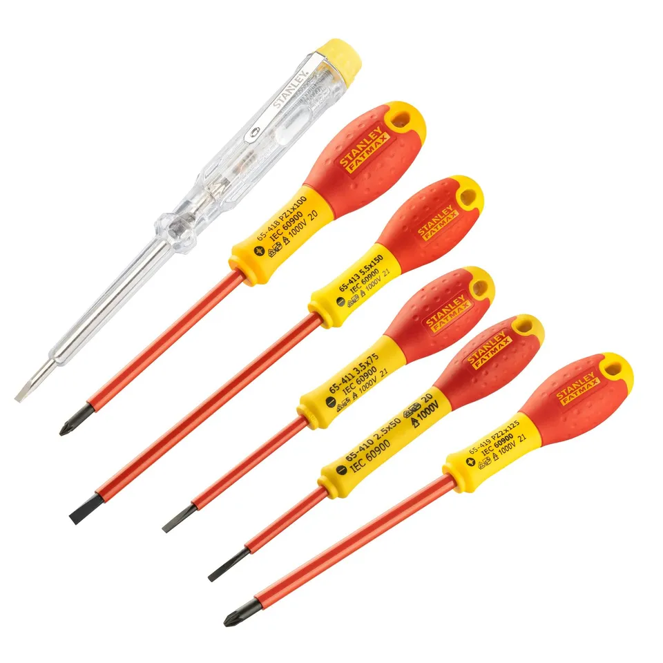 stanley-juego-de-6-destornilladores-aislados-punta-plana-pozidrive-calidad-1000v image 1