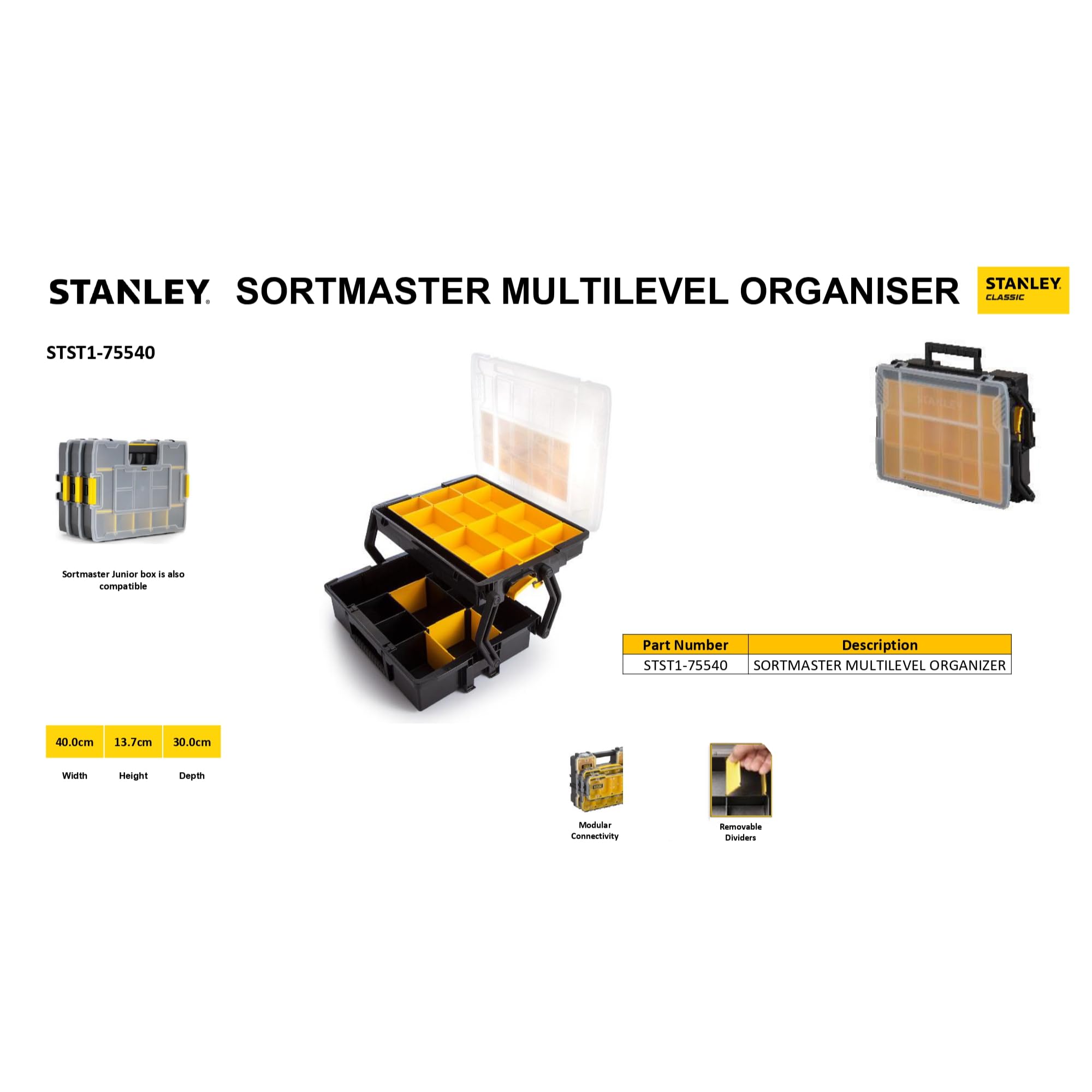 stanley-sortmaster-organizador-multinivel-stst1-75540-2-niveles-compartimentos-a image 4