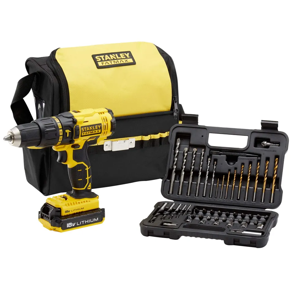 stanley-fatmax-fmck626d2sa-qw-taladro-percutor-18v-con-2-bater-as-2ah-y-set-de-5 image 1