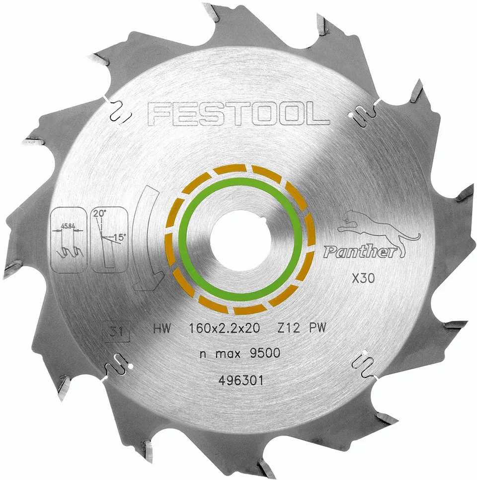 festool-panther-pw12-hoja-de-sierra-160x2-2x20-mm-12-dientes image 1