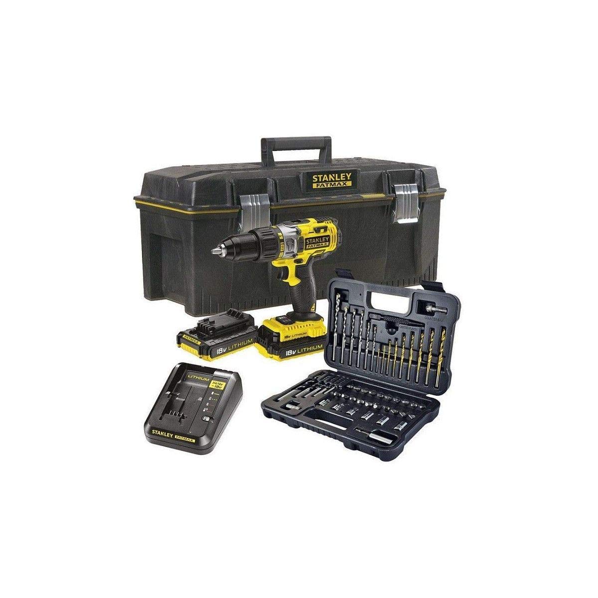 stanley-fatmax-fmck625pr23-qw-taladro-percutor-18-v-con-2-bater-as-de-2-ah-y-set image 1