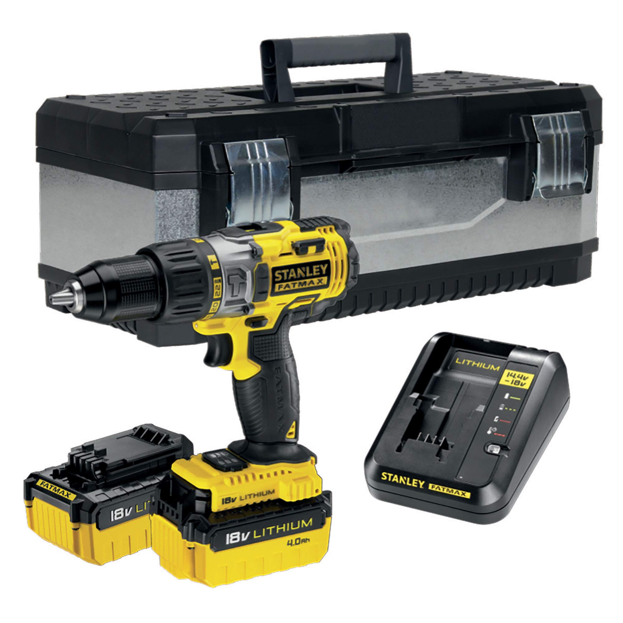 stanley-fatmax-fmck625m2g-qw-taladro-percutor-18-v-con-2-bater-as-de-4-ah-y-caja image 1