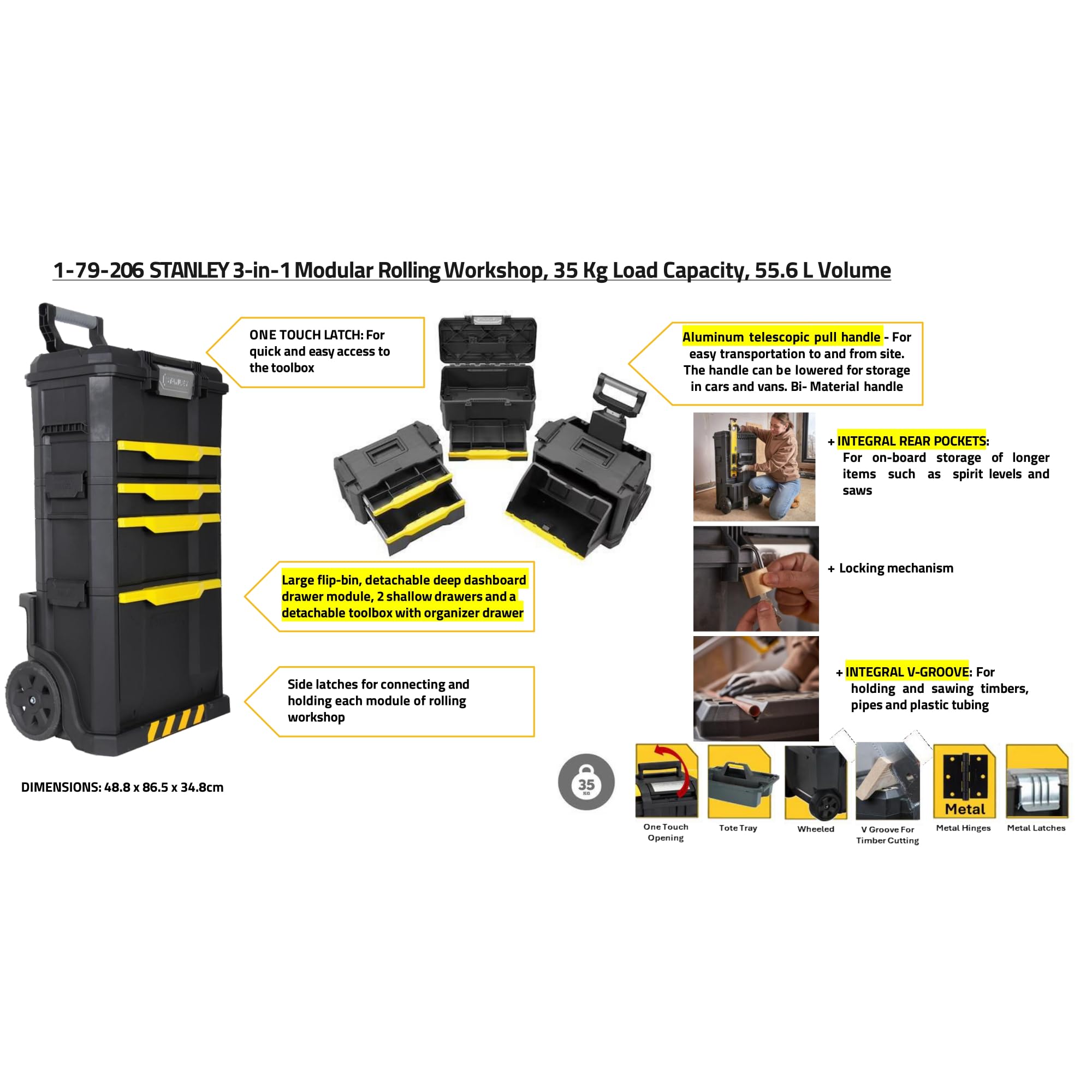 stanley-taller-rodante-modular-3-en-1-apilable-con-ruedas-resistentes-asa-telesc image 6